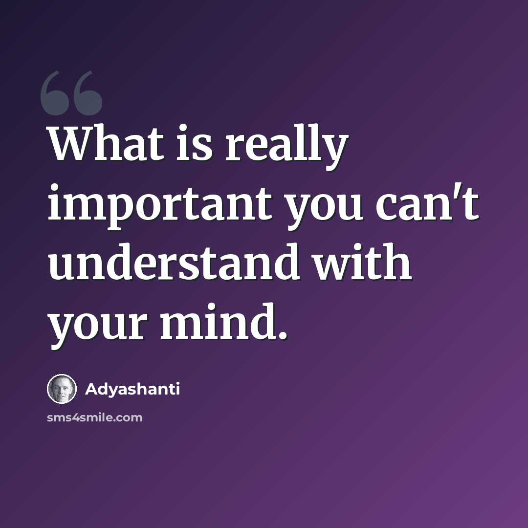 “What is really important you can't understand with your mind.” quote by Adyashanti