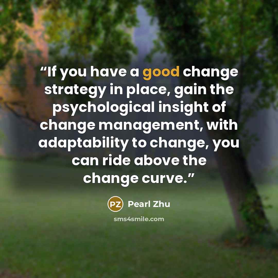 “If you have a good change strategy in place, gain the psychological insight of change management, with adaptability to change, you can ride above the change curve.” quote by Pearl Zhu