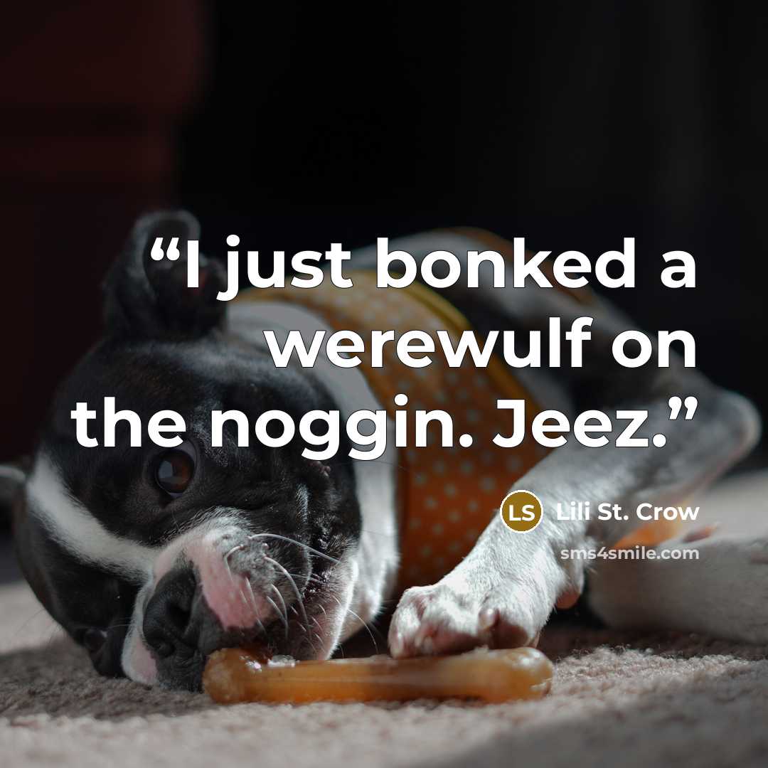 “I just bonked a werewulf on the noggin. Jeez.” quote by Lili St. Crow