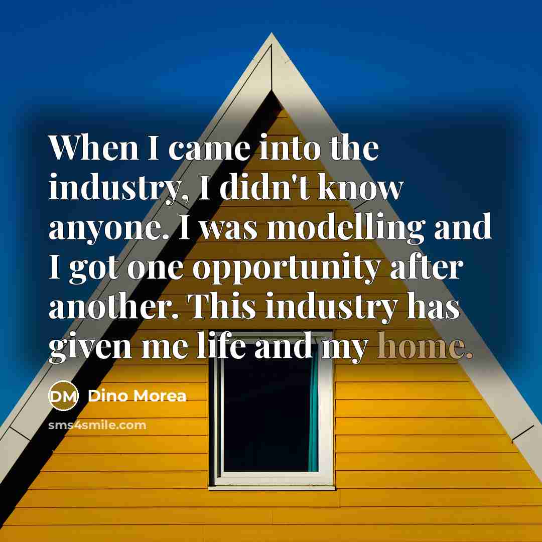 “When I came into the industry, I didn't know anyone. I was modelling and I got one opportunity after another. This industry has given me life and my home.” quote by Dino Morea