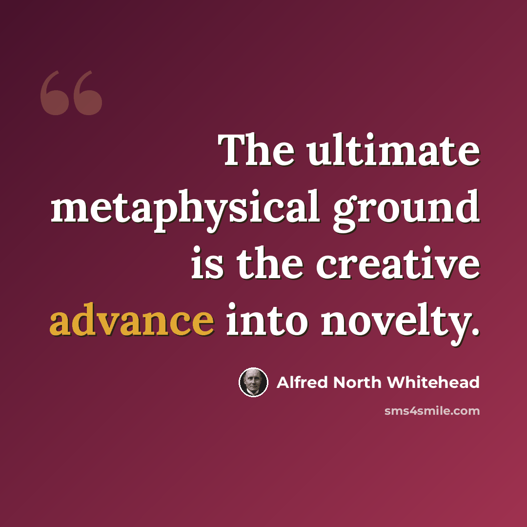 “The ultimate metaphysical ground is the creative advance into novelty.” quote by Alfred North Whitehead