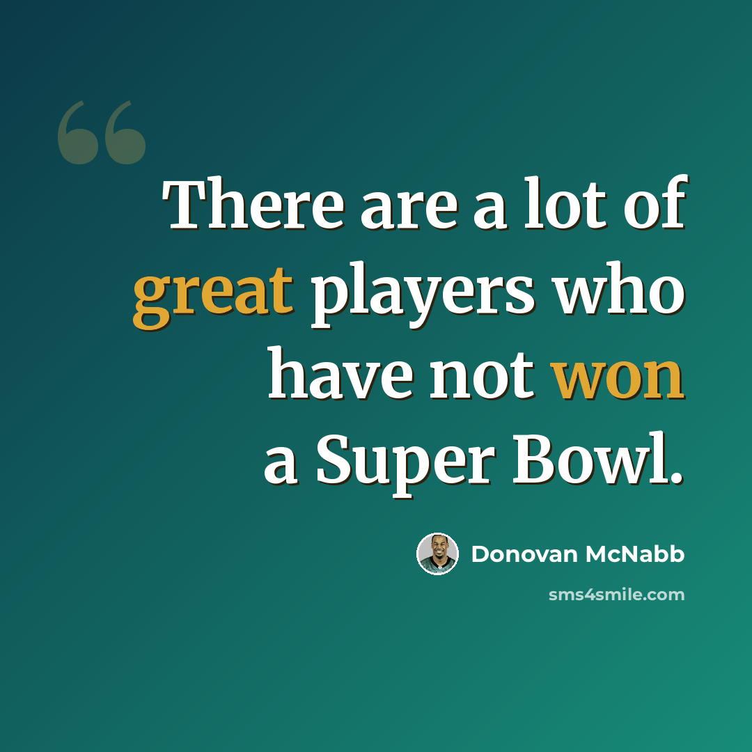 “There are a lot of great players who have not won a Super Bowl.” quote by Donovan McNabb