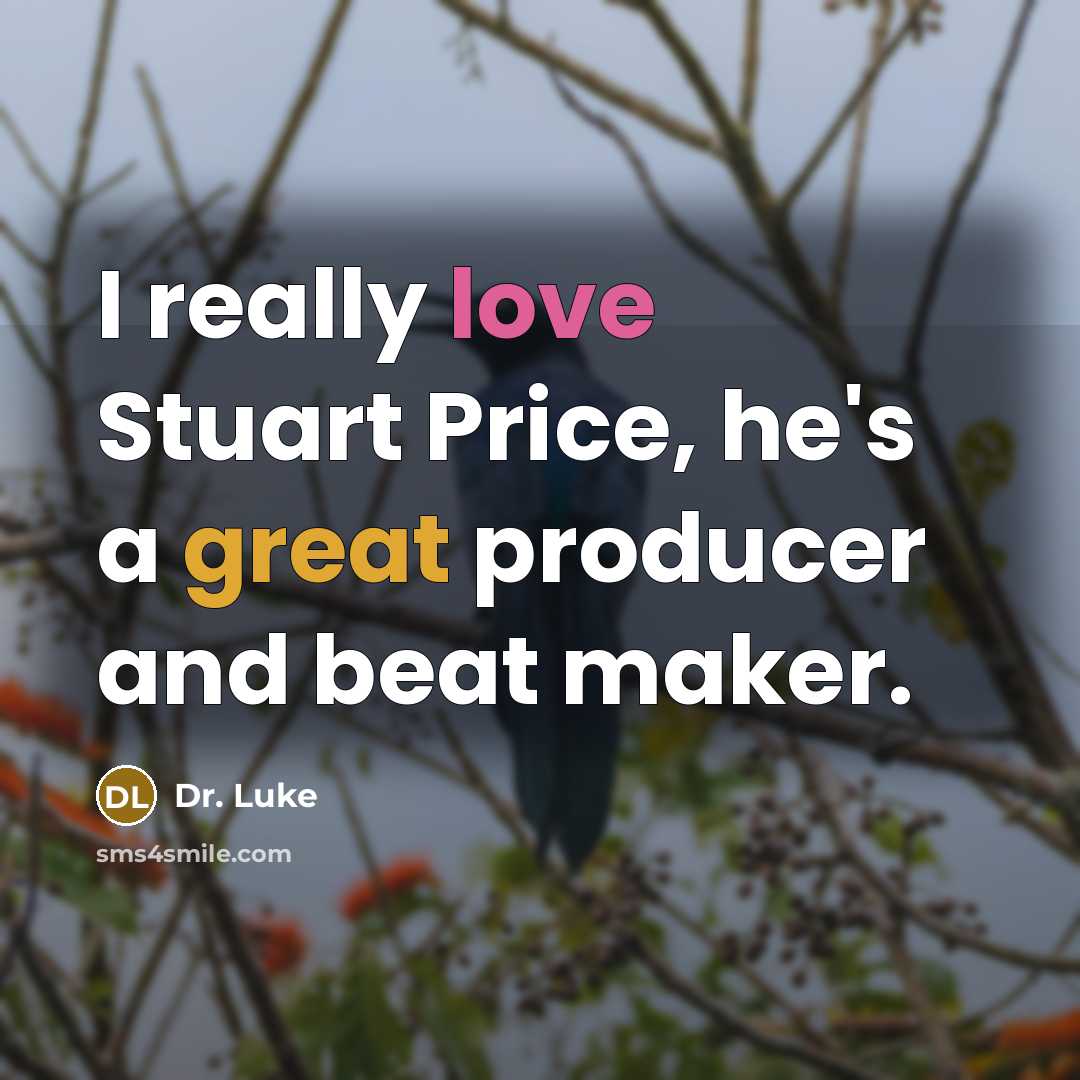 “I really love Stuart Price, he's a great producer and beat maker.” quote by Dr. Luke