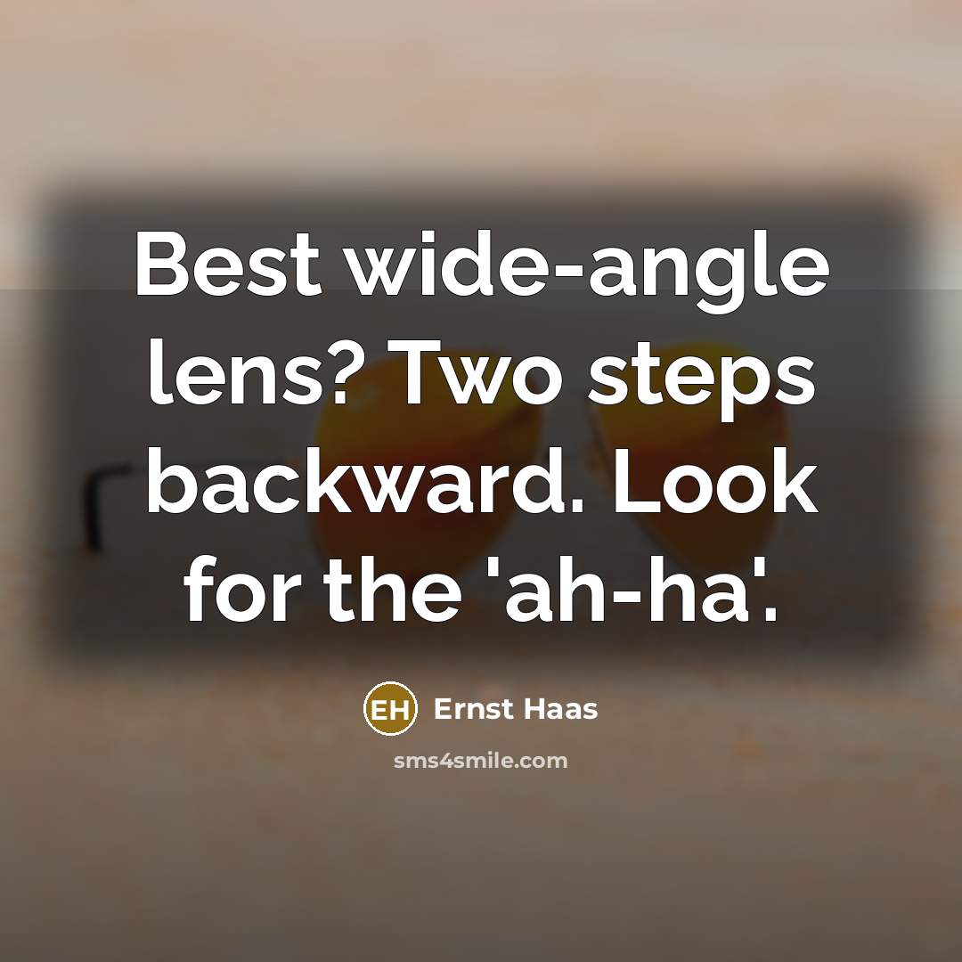 “Best wide-angle lens? Two steps backward. Look for the 'ah-ha'.” quote by Ernst Haas