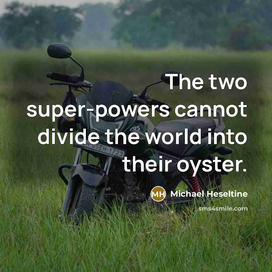 “The two super-powers cannot divide the world into their oyster.” quote by Michael Heseltine