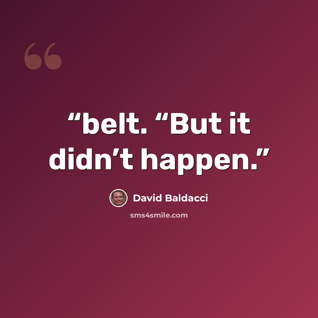 “belt. “But it didn’t happen.” quote by David Baldacci