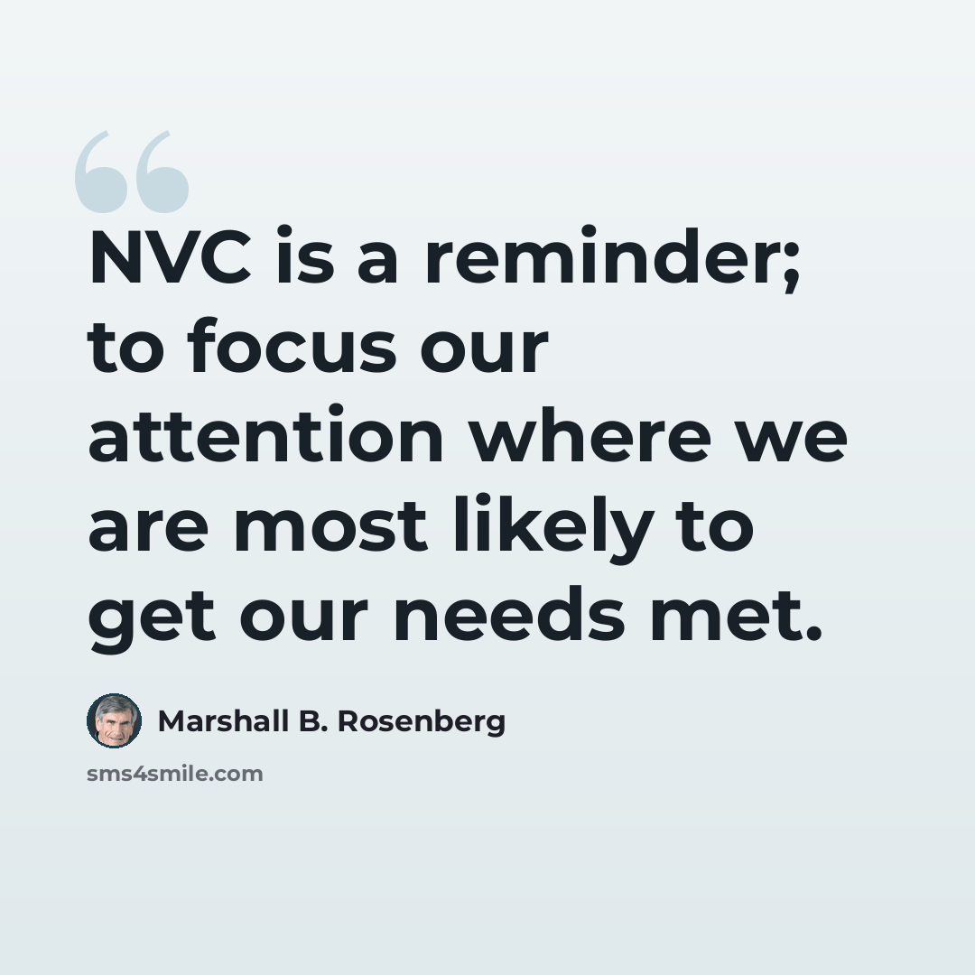 “NVC is a reminder; to focus our attention where we are most likely to get our needs met.” quote by Marshall B. Rosenberg