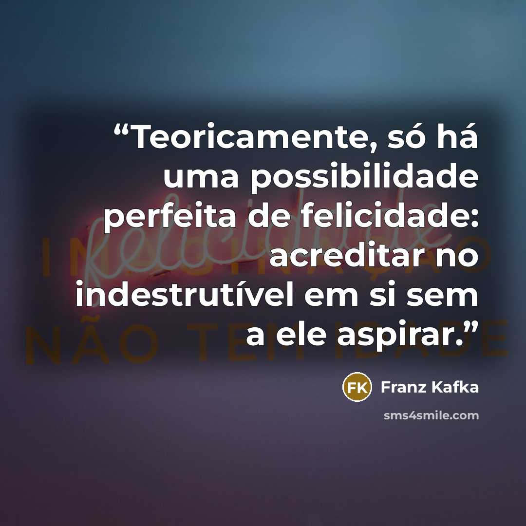 “Teoricamente, só há uma possibilidade perfeita de felicidade: acreditar no indestrutível em si sem a ele aspirar.” quote by Franz Kafka
