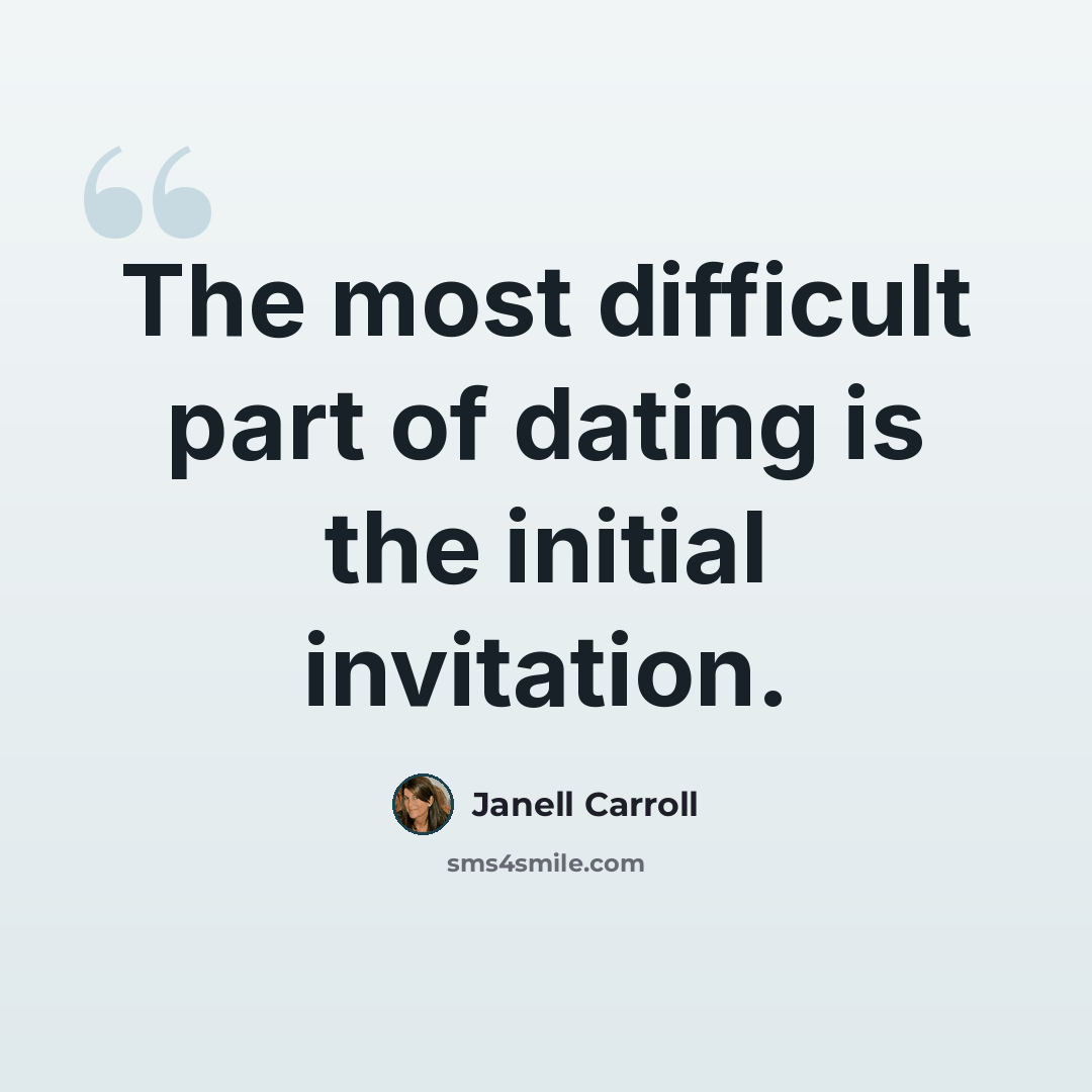 “The most difficult part of dating is the initial invitation.” quote by Janell Carroll