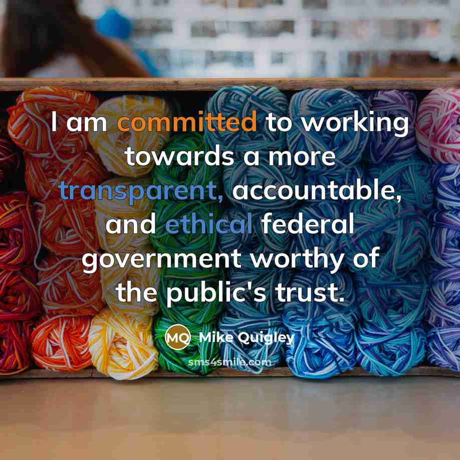 “I am committed to working towards a more transparent, accountable, and ethical federal government worthy of the public's trust.” quote by Mike Quigley