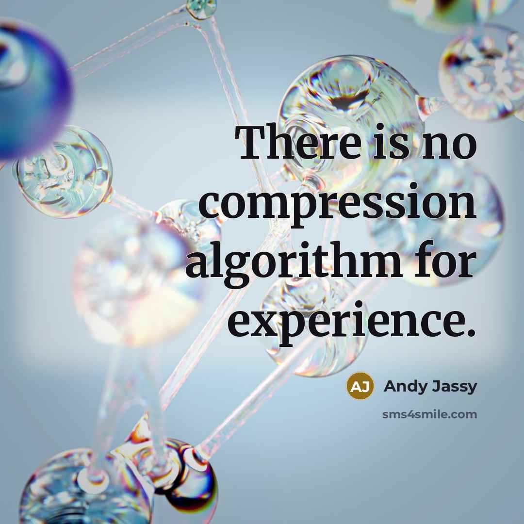 “There is no compression algorithm for experience.” quote by Andy Jassy