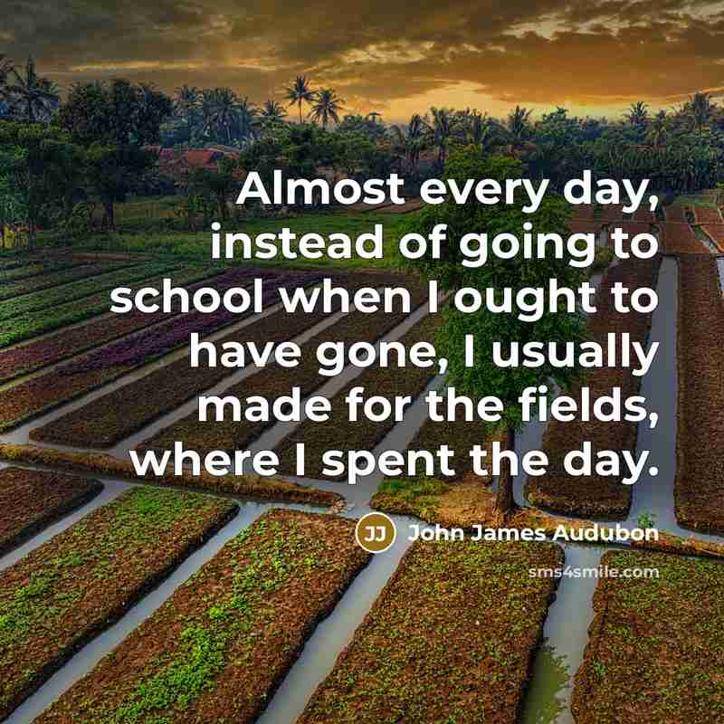 “Almost every day, instead of going to school when I ought to have gone, I usually made for the fields, where I spent the day.” quote by John James Audubon