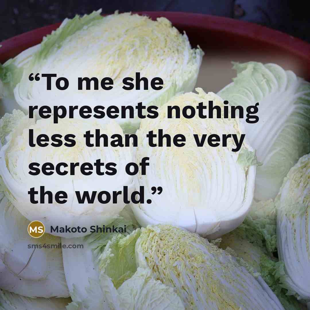 “To me she represents nothing less than the very secrets of the world.” quote by Makoto Shinkai