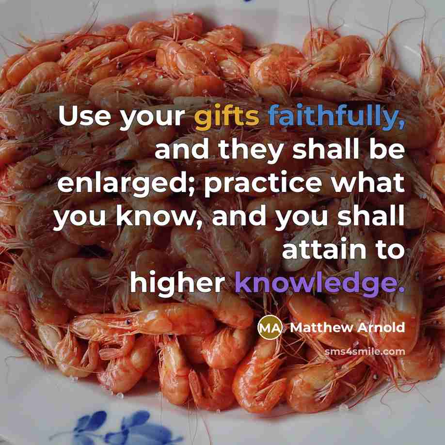 “Use your gifts faithfully, and they shall be enlarged; practice what you know, and you shall attain to higher knowledge.” quote by Matthew Arnold