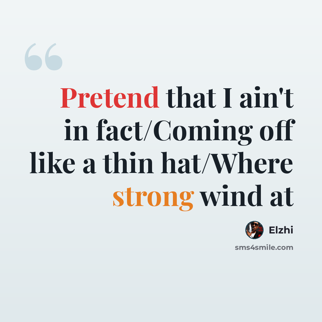 “Pretend that I ain't in fact/Coming off like a thin hat/Where strong wind at” quote by Elzhi