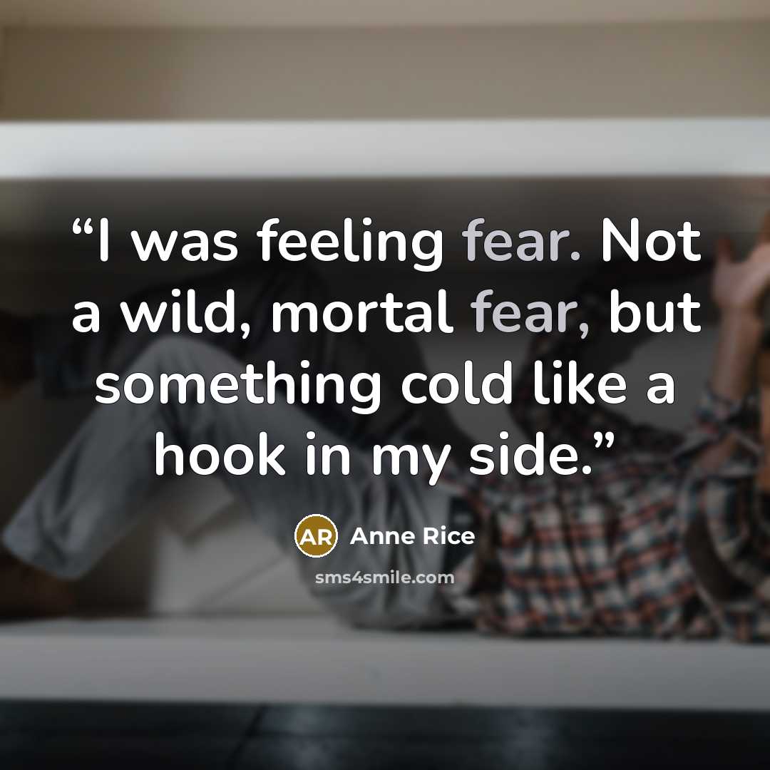 “I was feeling fear. Not a wild, mortal fear, but something cold like a hook in my side.” quote by Anne Rice