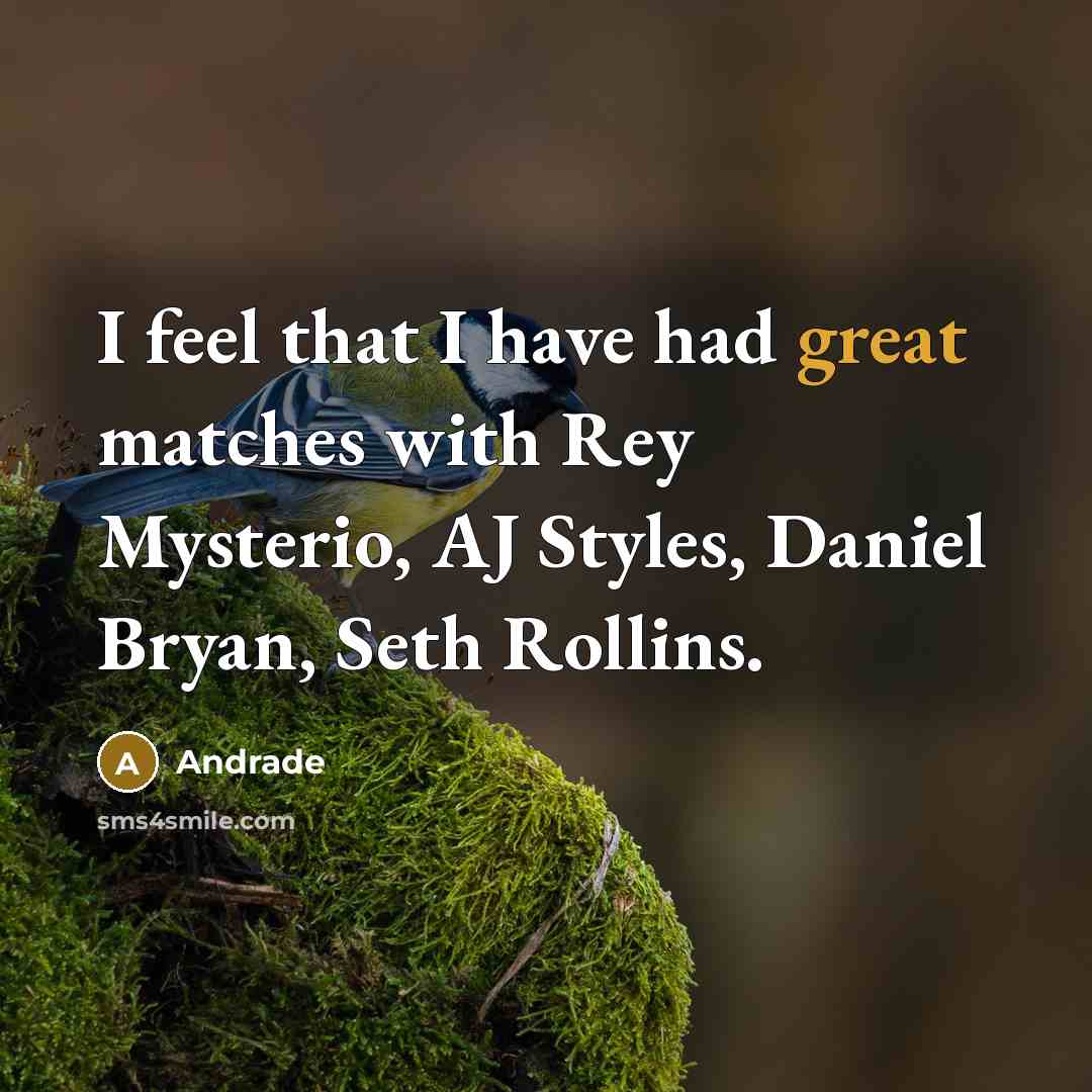 “I feel that I have had great matches with Rey Mysterio, AJ Styles, Daniel Bryan, Seth Rollins.” quote by Andrade