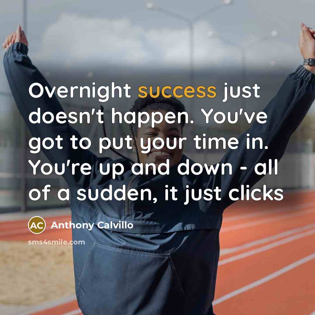 “Overnight success just doesn't happen. You've got to put your time in. You're up and down - all of a sudden, it just clicks” quote by Anthony Calvillo