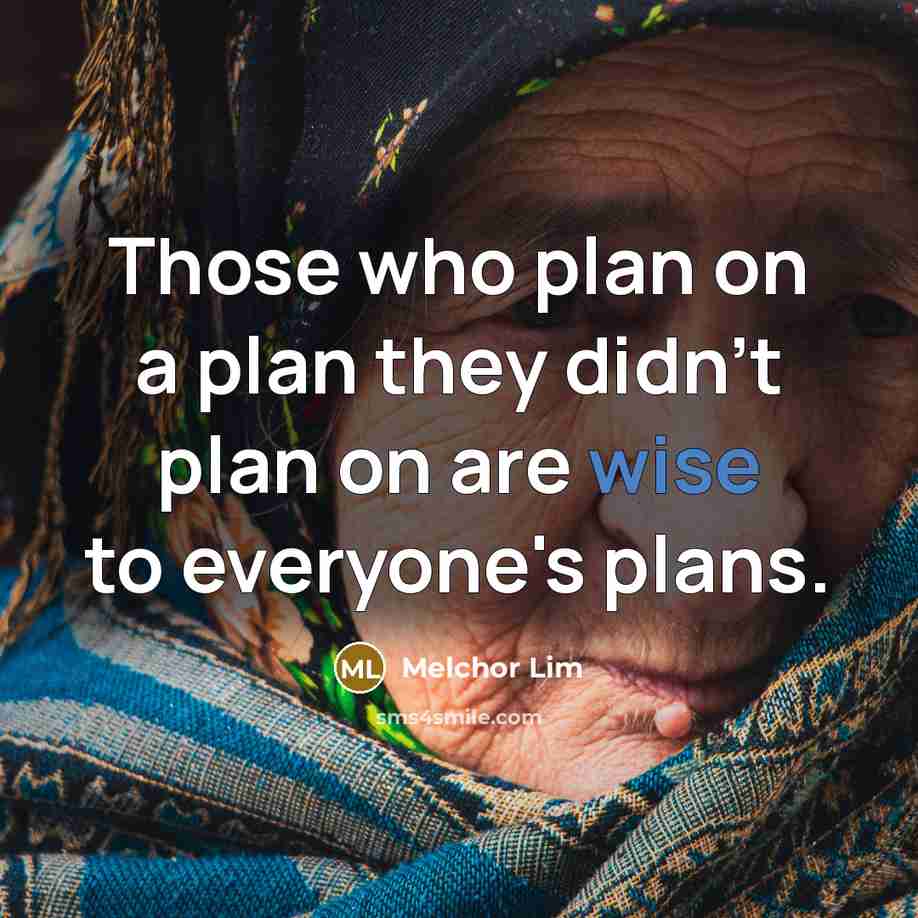 “Those who plan on a plan they didn't plan on are wise to everyone's plans.” quote by Melchor Lim