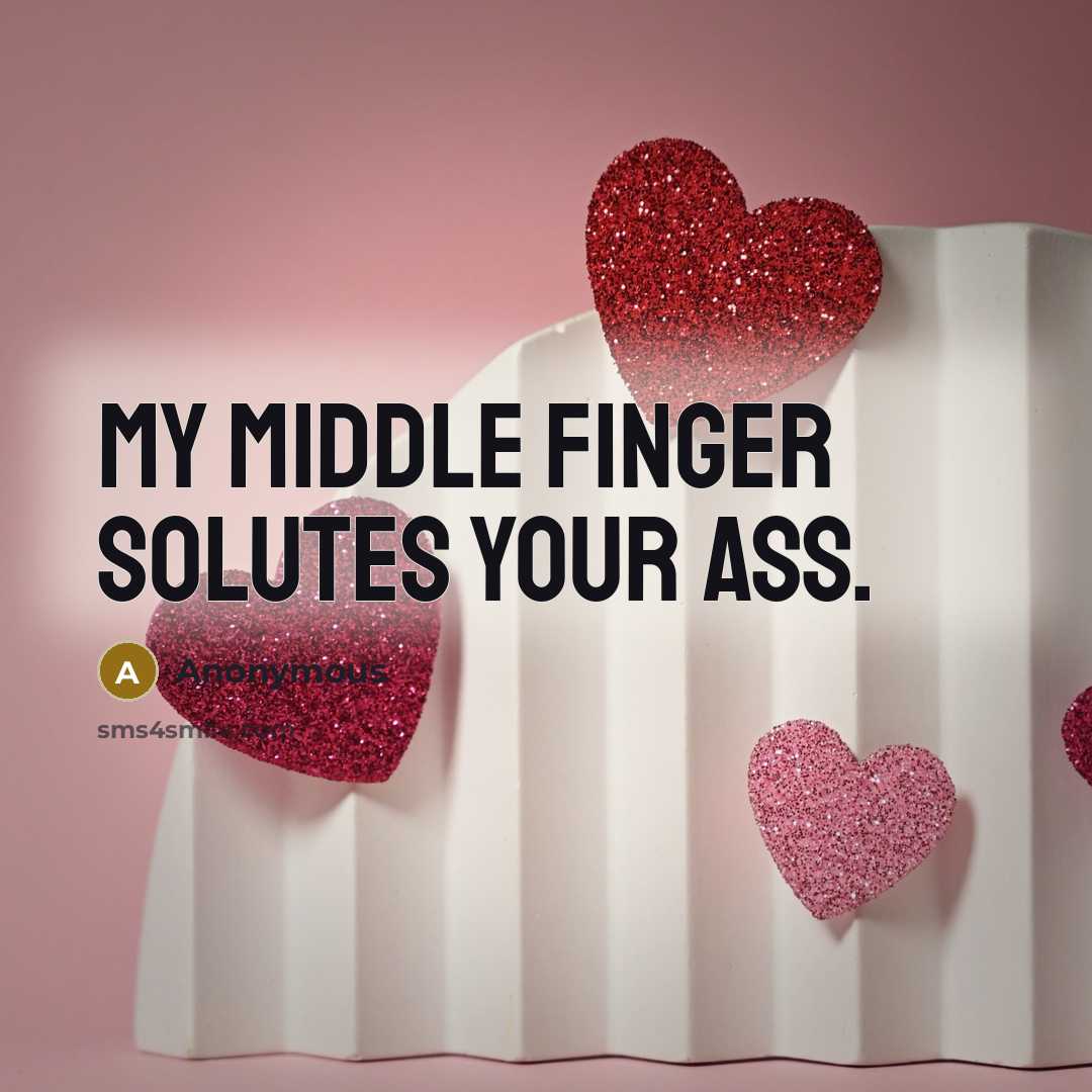 “My middle finger solutes your ass.” quote by Anonymous
