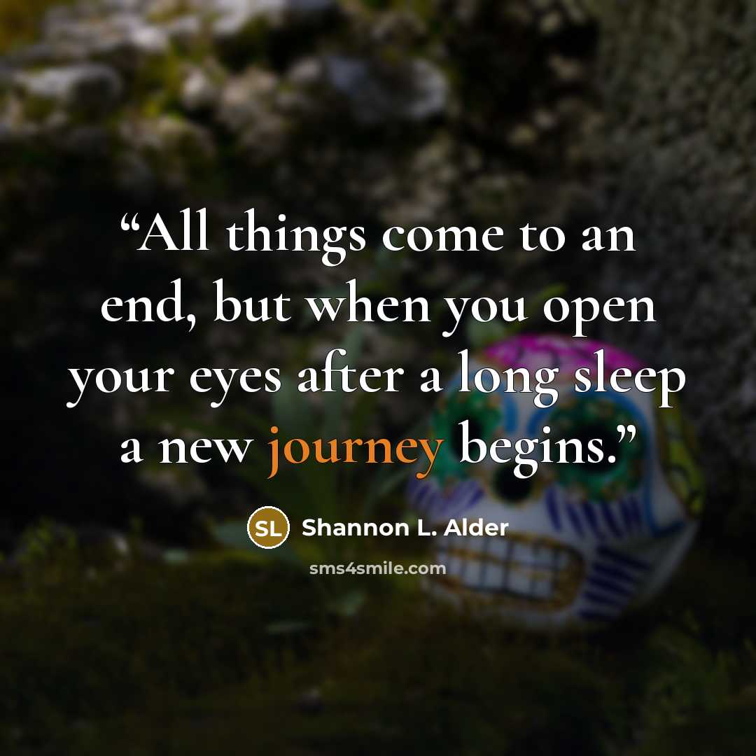 “All things come to an end, but when you open your eyes after a long sleep a new journey begins.” quote by Shannon L. Alder