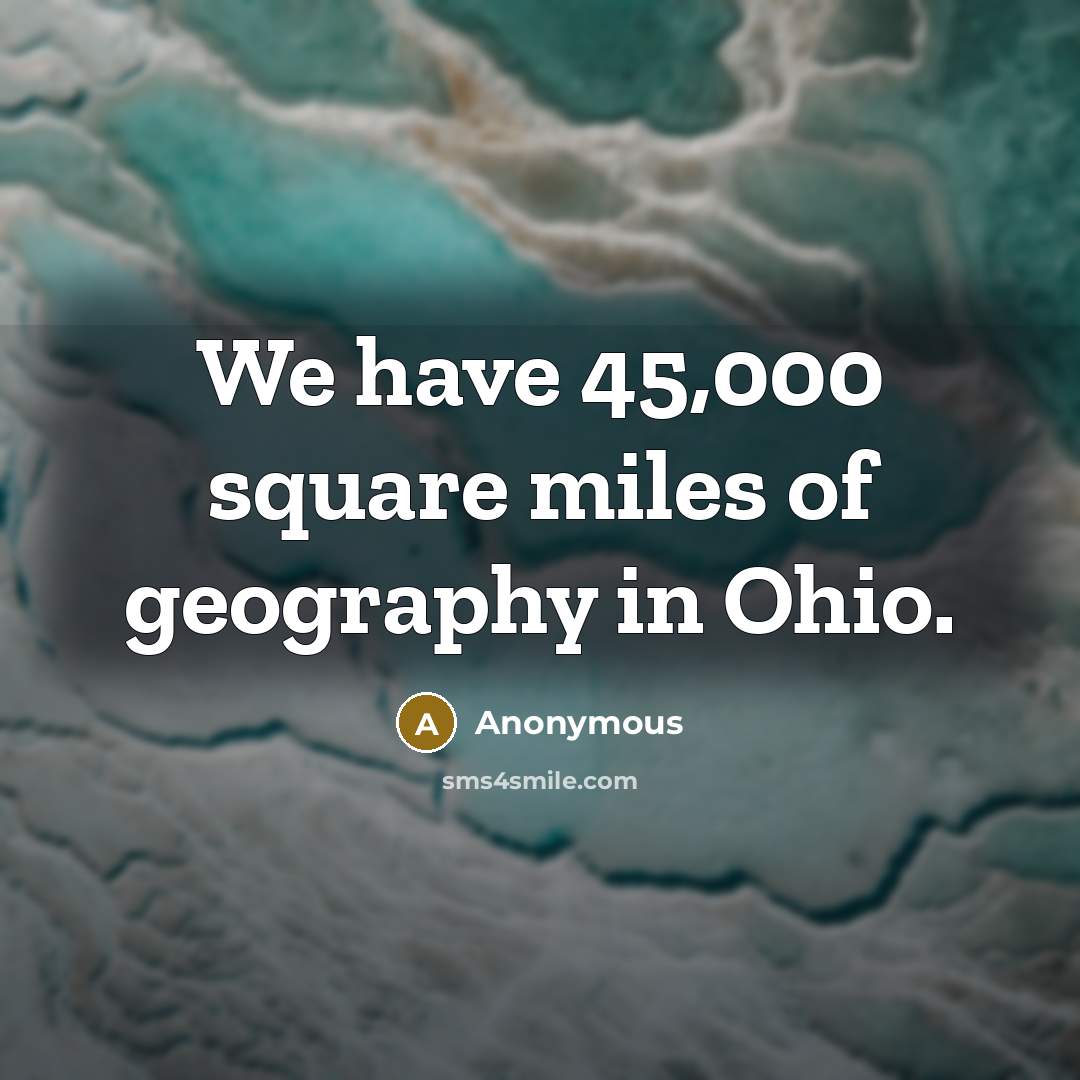 “We have 45,000 square miles of geography in Ohio.” quote by Anonymous