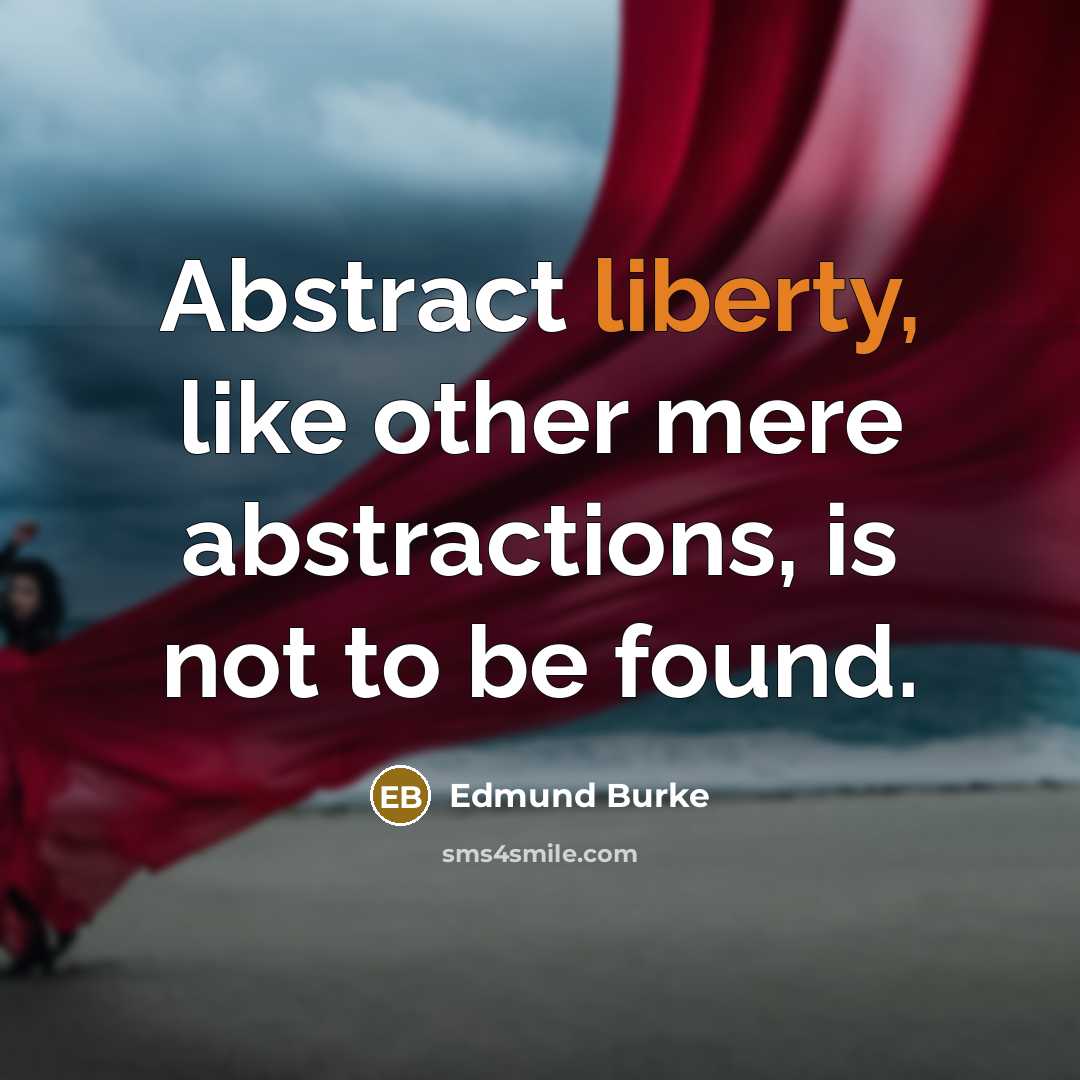 “Abstract liberty, like other mere abstractions, is not to be found.” quote by Edmund Burke