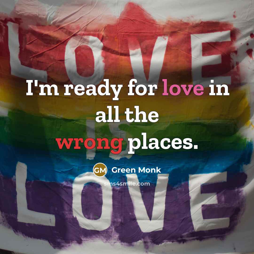 “I'm ready for love in all the wrong places.” quote by Green Monk