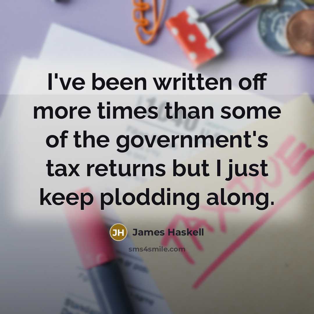 “I've been written off more times than some of the government's tax returns but I just keep plodding along.” quote by James Haskell
