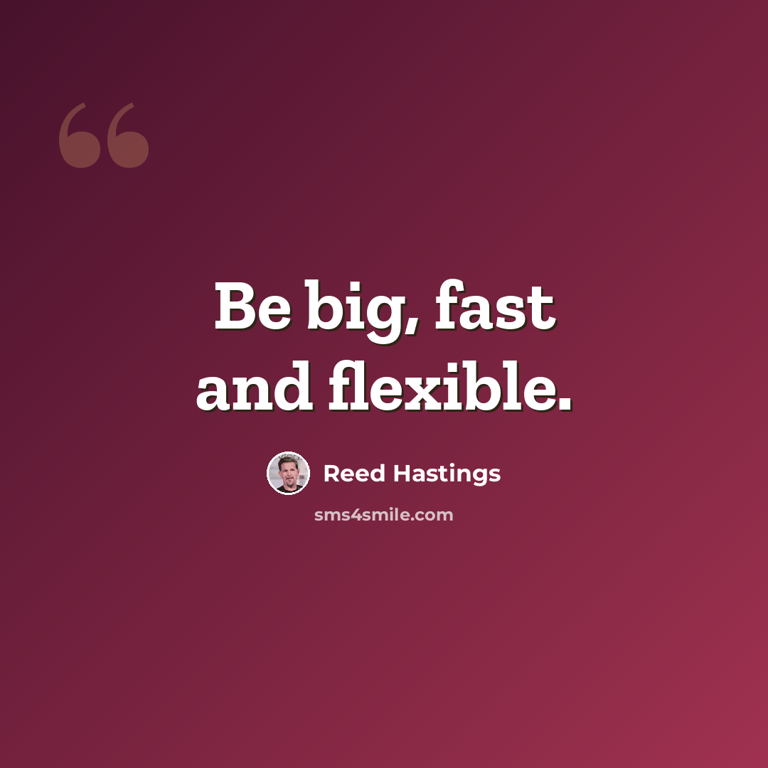“Be big, fast and flexible.” quote by Reed Hastings