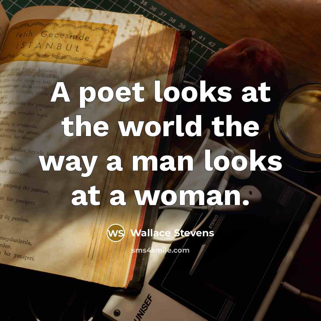 “A poet looks at the world the way a man looks at a woman.” quote by Wallace Stevens