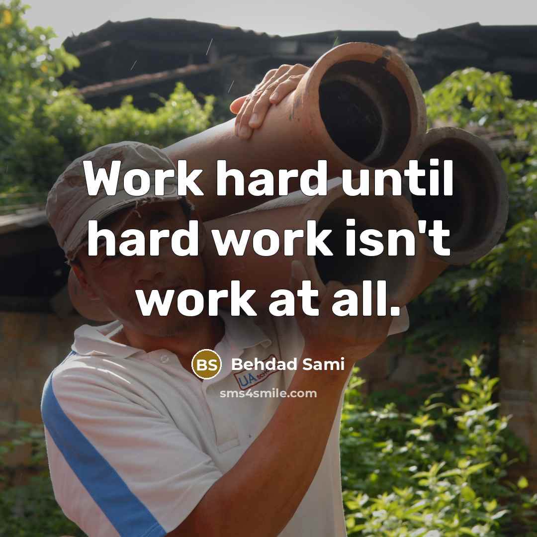 “Work hard until hard work isn't work at all.” quote by Behdad Sami