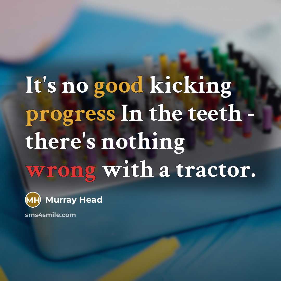 “It's no good kicking progress In the teeth - there's nothing wrong with a tractor.” quote by Murray Head