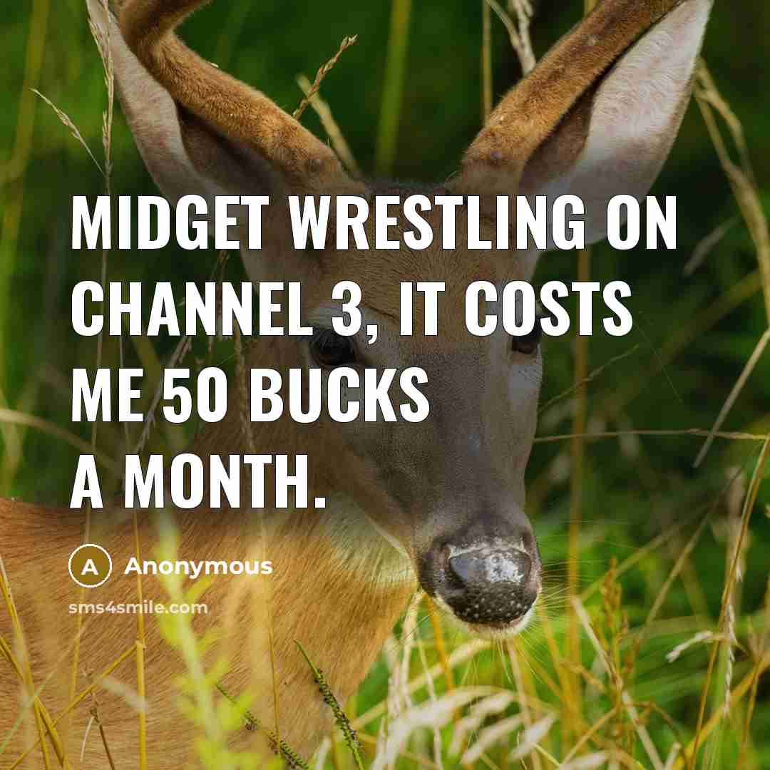 “Midget wrestling on channel 3, it costs me 50 bucks a month.” quote by Anonymous