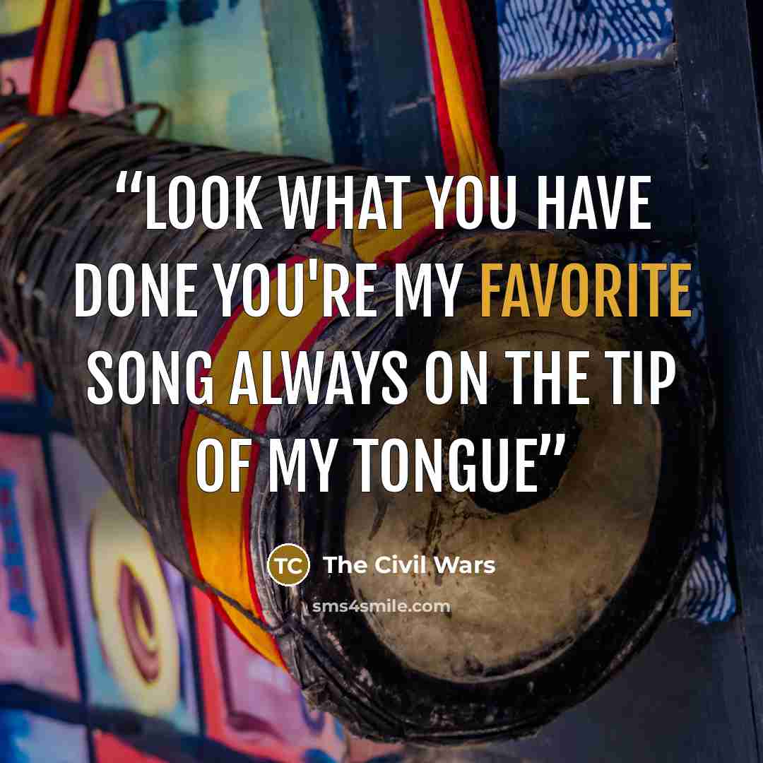 “Look what you have done You're my favorite song Always on the tip of my tongue” quote by The Civil Wars