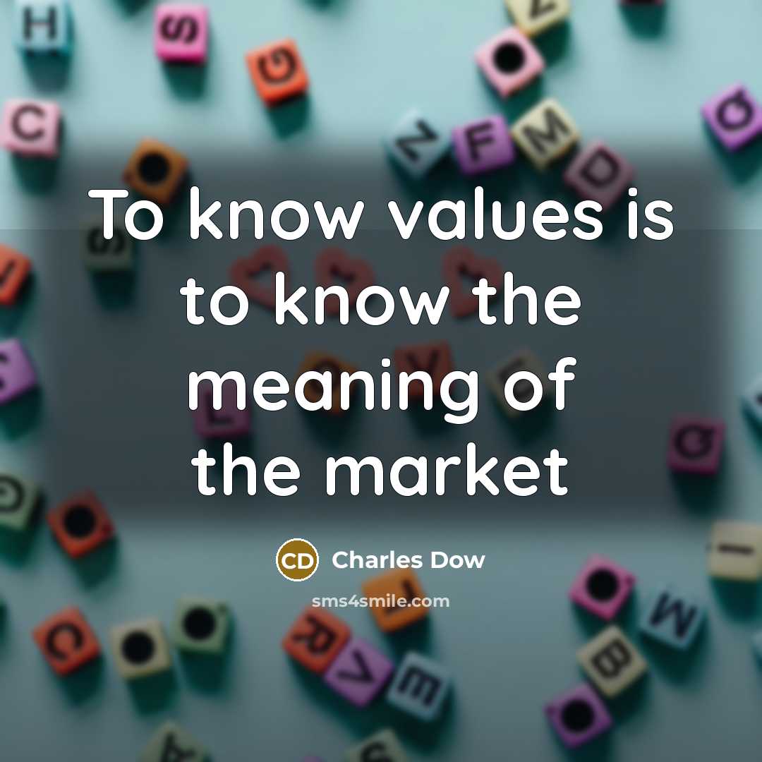 “To know values is to know the meaning of the market” quote by Charles Dow