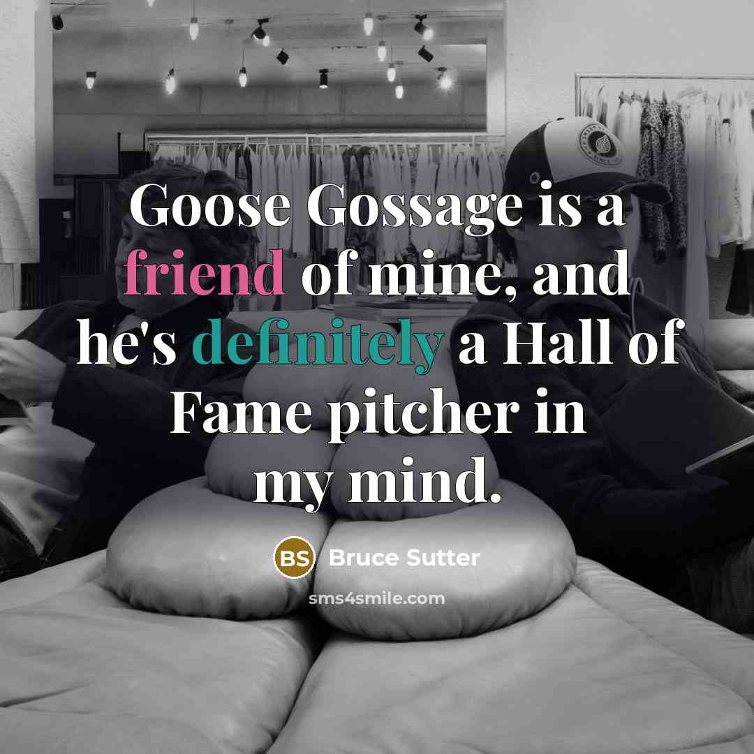 “Goose Gossage is a friend of mine, and he's definitely a Hall of Fame pitcher in my mind.” quote by Bruce Sutter