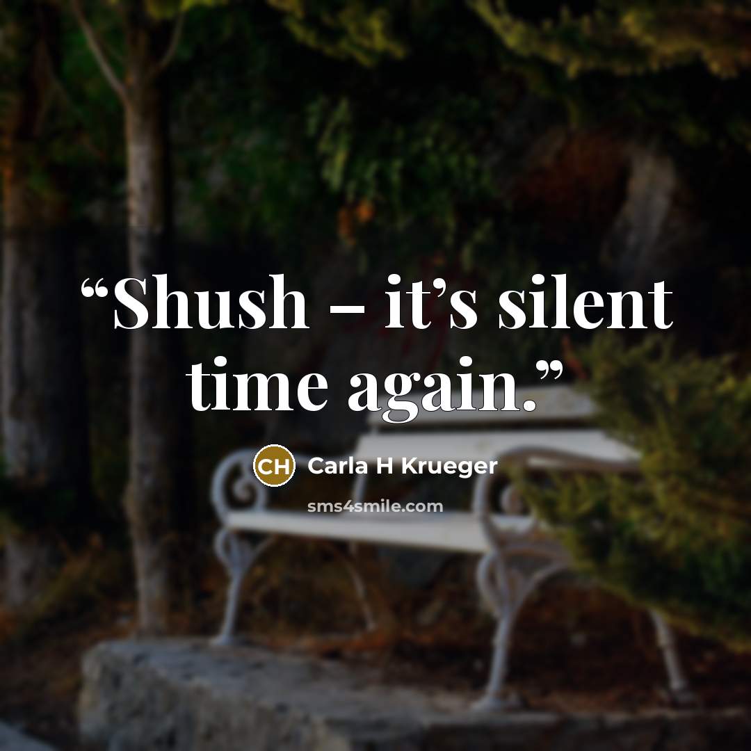 “Shush – it’s silent time again.” quote by Carla H Krueger