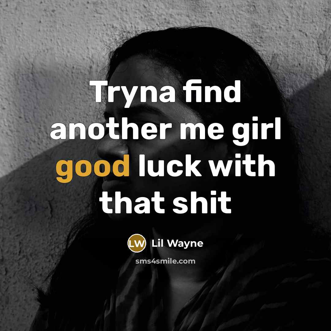 “Tryna find another me girl good luck with that shit” quote by Lil Wayne
