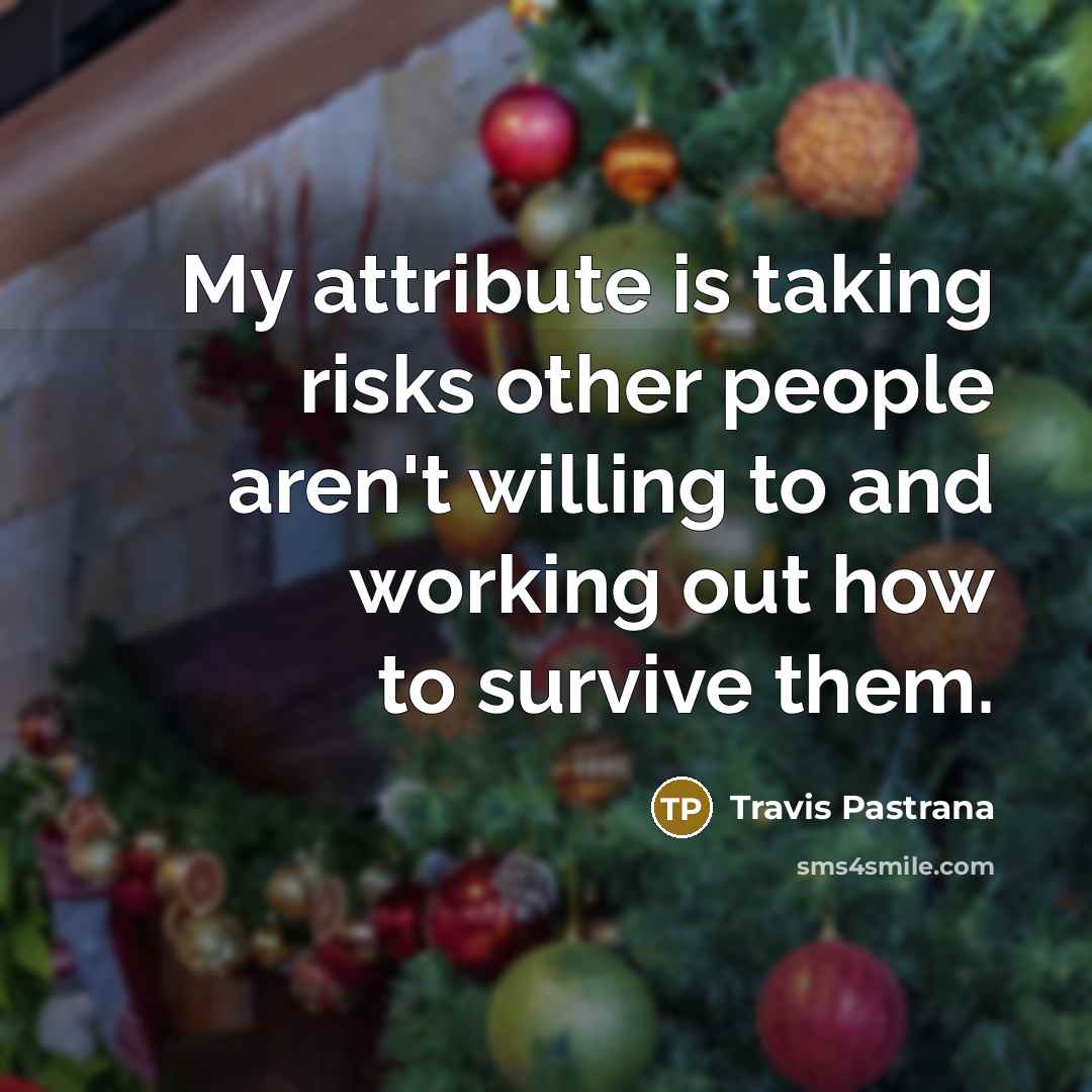 “My attribute is taking risks other people aren't willing to and working out how to survive them.” quote by Travis Pastrana