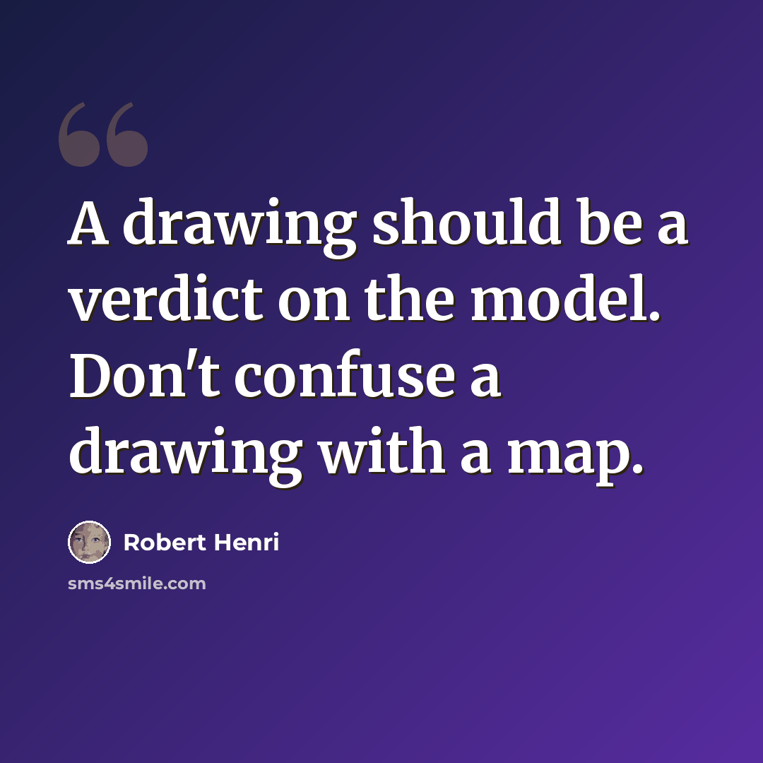 “A drawing should be a verdict on the model. Don't confuse a drawing with a map.” quote by Robert Henri