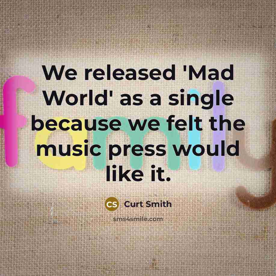 “We released 'Mad World' as a single because we felt the music press would like it.” quote by Curt Smith