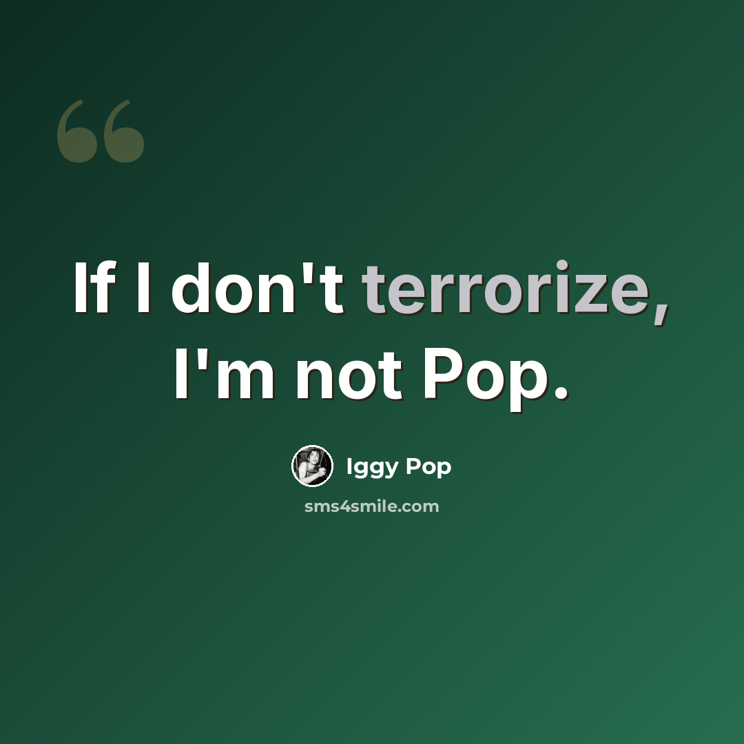 “If I don't terrorize, I'm not Pop.” quote by Iggy Pop