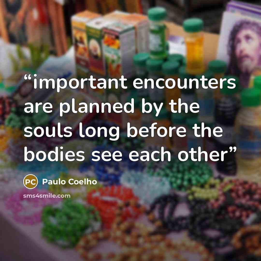 “important encounters are planned by the souls long before the bodies see each other” quote by Paulo Coelho