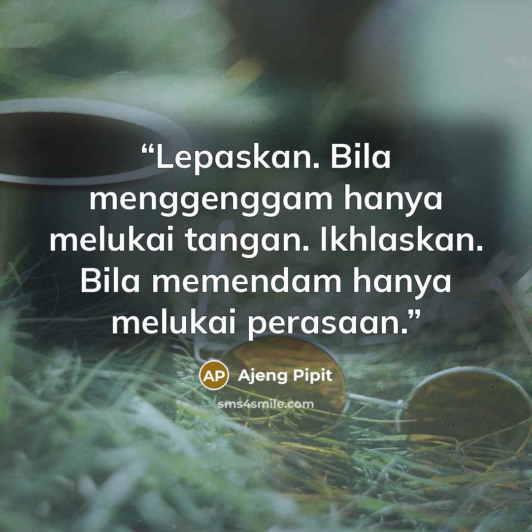 “Lepaskan. Bila menggenggam hanya melukai tangan. Ikhlaskan. Bila memendam hanya melukai perasaan.” quote by Ajeng Pipit
