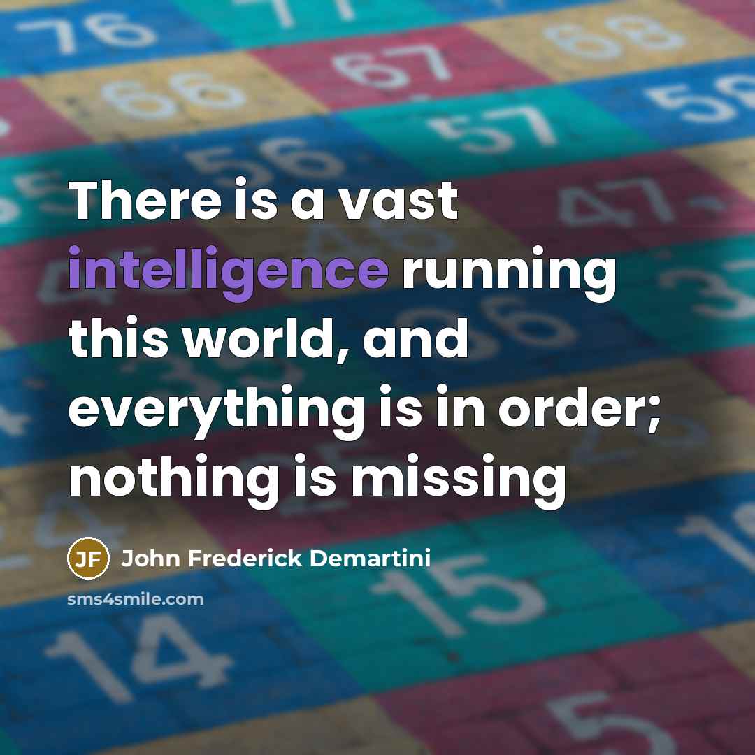 “There is a vast intelligence running this world, and everything is in order; nothing is missing” quote by John Frederick Demartini