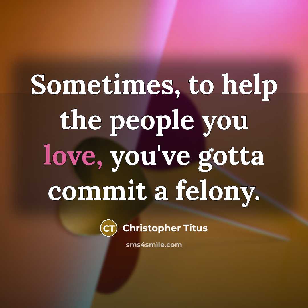 “Sometimes, to help the people you love, you've gotta commit a felony.” quote by Christopher Titus