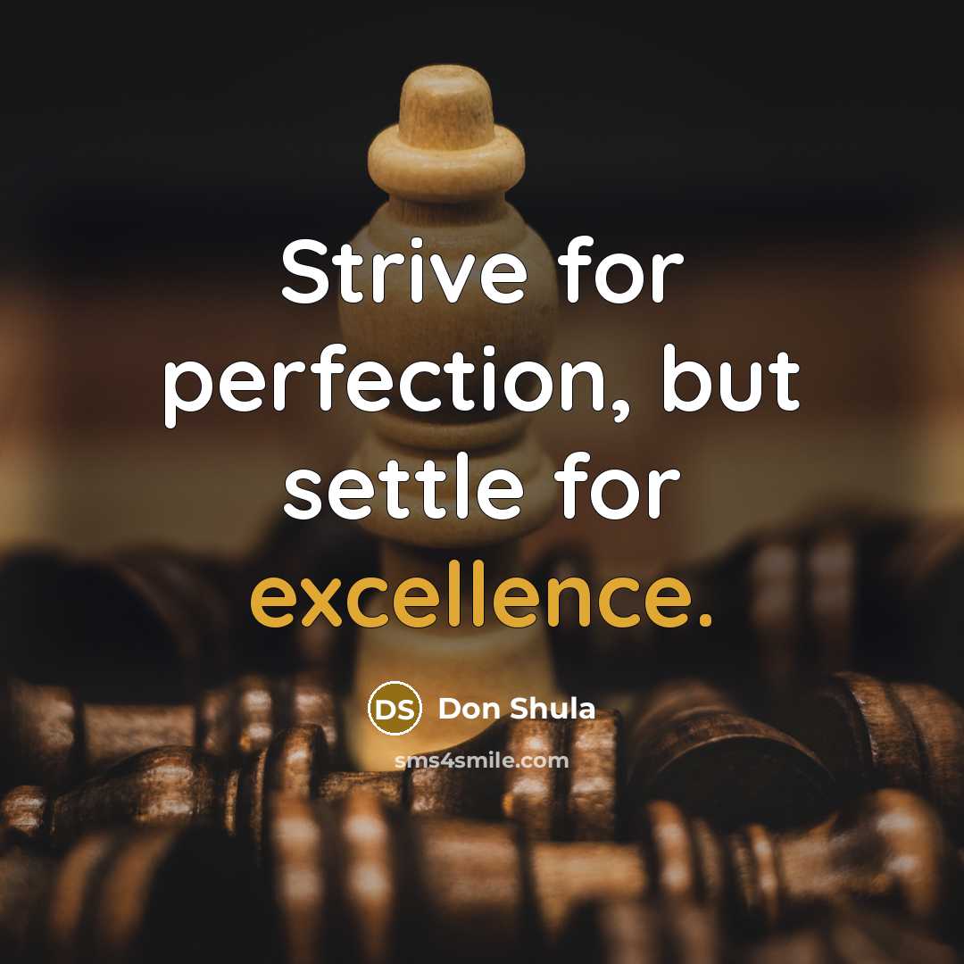 “Strive for perfection, but settle for excellence.” quote by Don Shula