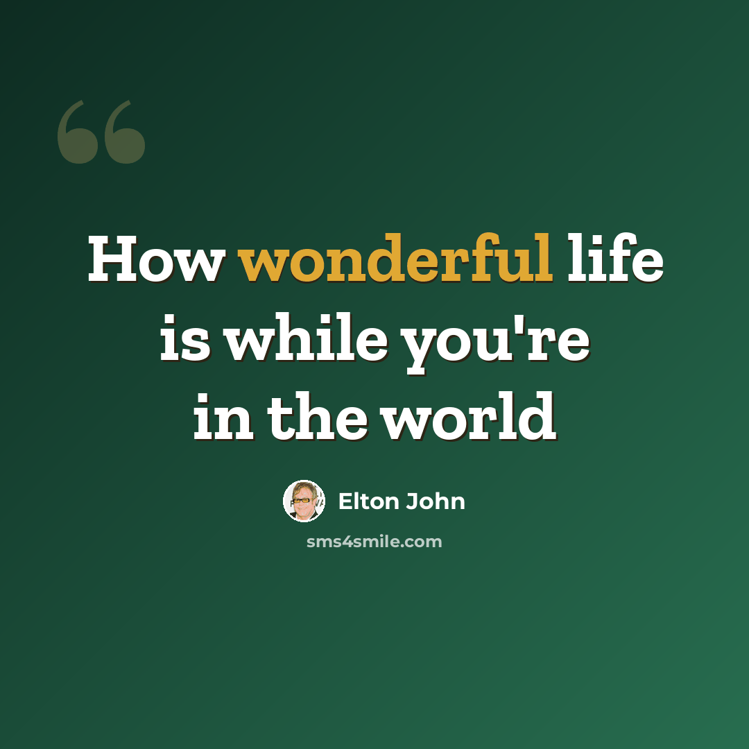 “How wonderful life is while you're in the world” quote by Elton John