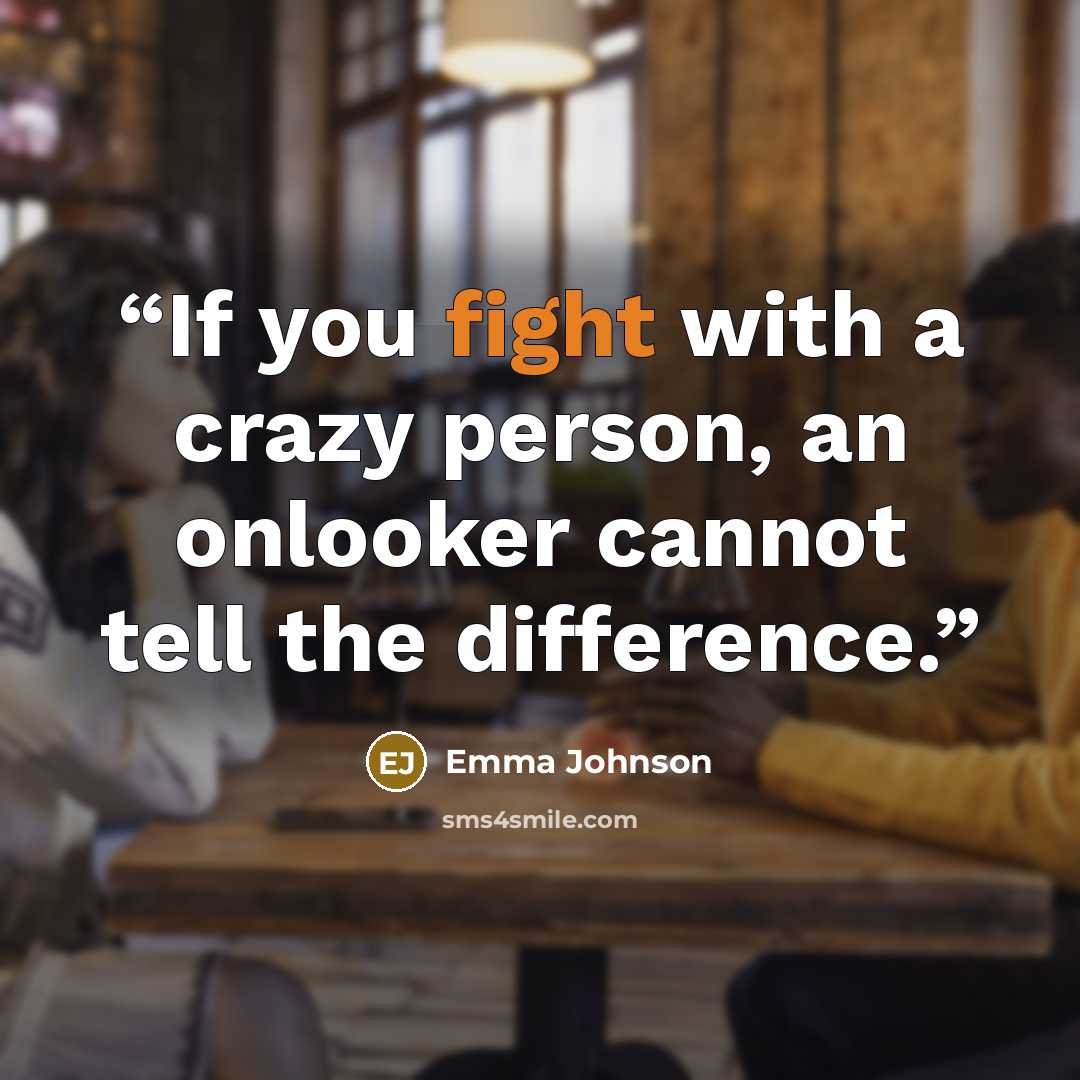“If you fight with a crazy person, an onlooker cannot tell the difference.” quote by Emma Johnson